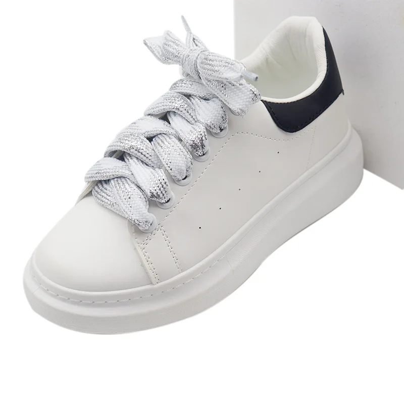 1 Pair Two-tone Wire Laces 1.8cm Width Flat Type Shoelaces Shoe Accessories Fashionable Sneakers Women 60-180cm Kids&Adults Lace