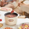 Electric Pots Nonstick Portable Multifunctional Dry 2 Gear 1.6L Electric Rice Cooker for Fry Ramen Steak Soup Oatmeal 4