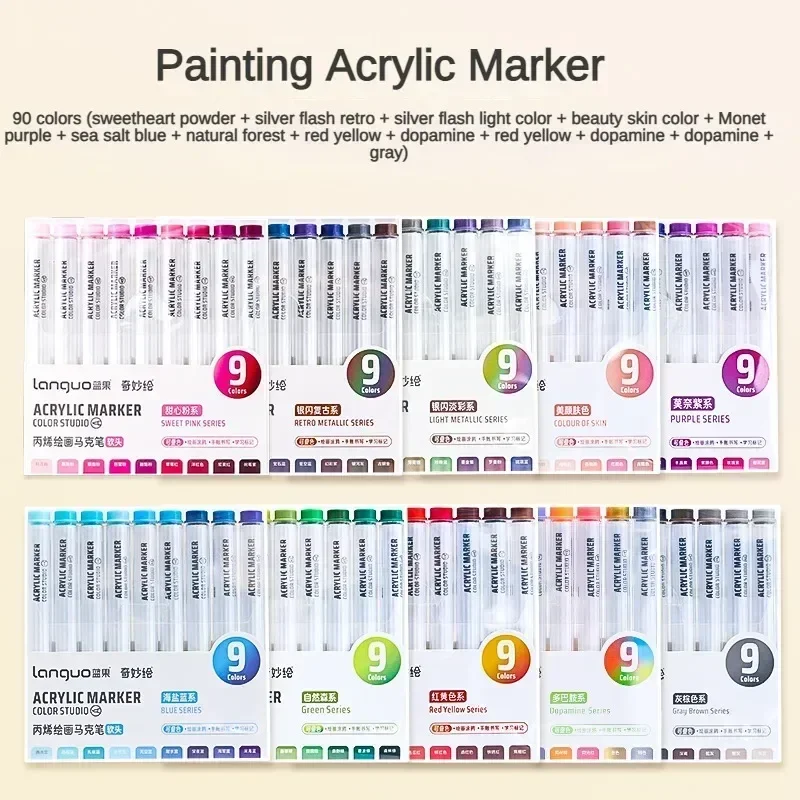 Acrylic Paint Markers 9/144 Colors for Card Ceramic Stone Mug Glass Fabric Clothes Art Supplies