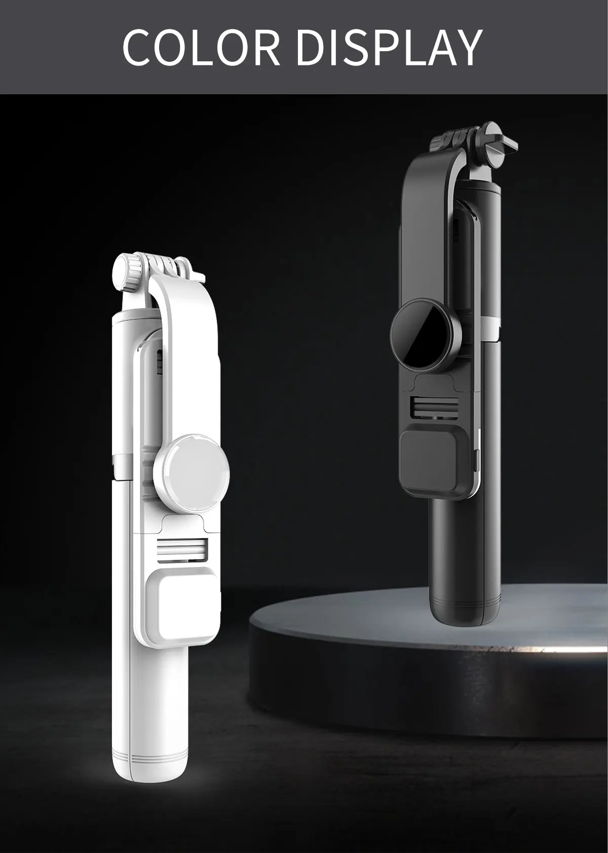 Wireless Bluetooth Selfie Stick Foldable Portable Tripod LED Fill Light Shutter Remote Control IPhone Xiaomi For Video_voghion.com