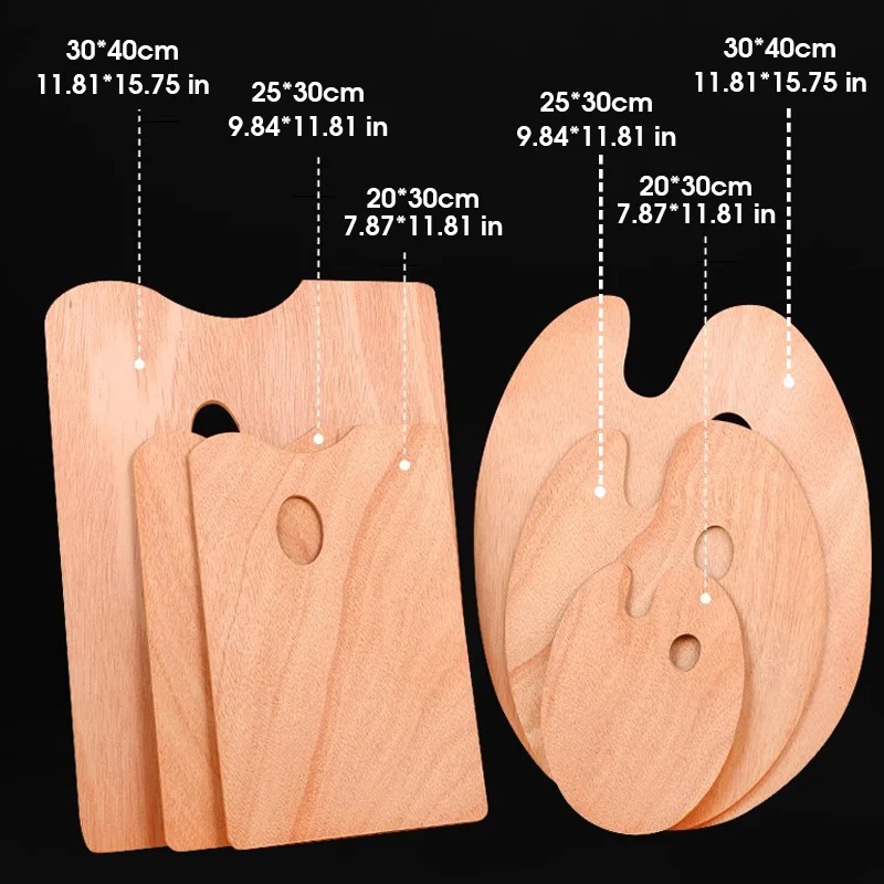 1 Pcs Wooden Palette,Oval And Square Solid Wood Panels,Suitable For Oil Painting,Gouache,Acrylic And Other Pigments 5