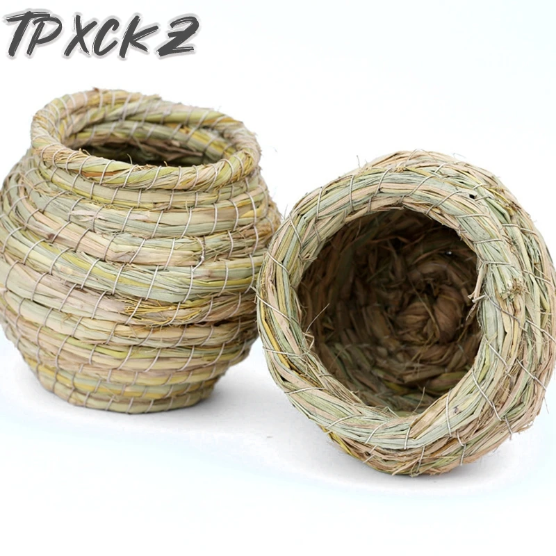 Bird House Handmade Straw Bird Nest Natural Grass Cage Decorative Weave Hanging Parrot Courtyard