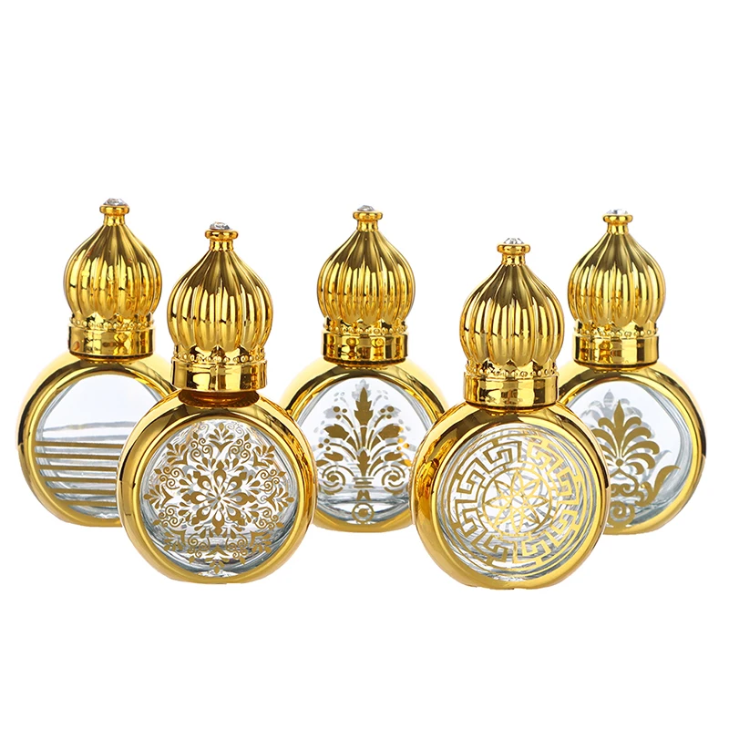 10ml Mini Essential Oil Roller Bottles with Gold Crown Cap – Elegant Carved Electroplat... - SKU CBGS1454 - UGI Packaging