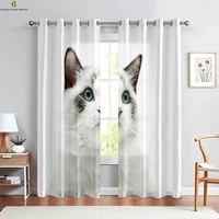 Cat Japanese Cartoon Cute Simple Decorative Curtains Boys Girls Bedroom Children's Room Easy To Wash 3D Printed Curtains 2PCS 1