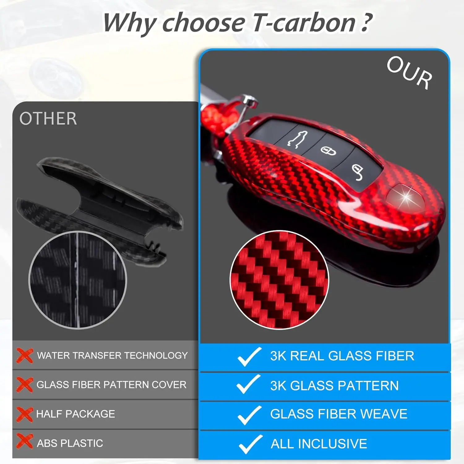 ポルシェ マカン 911 対応 カーボンファイバー キーケース カバー