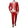 Christmas Snowflake Printed Trendy Suit Men Business Slim Fit Comfortable Suits Fashionable Formal One Button Suit Jacket 3