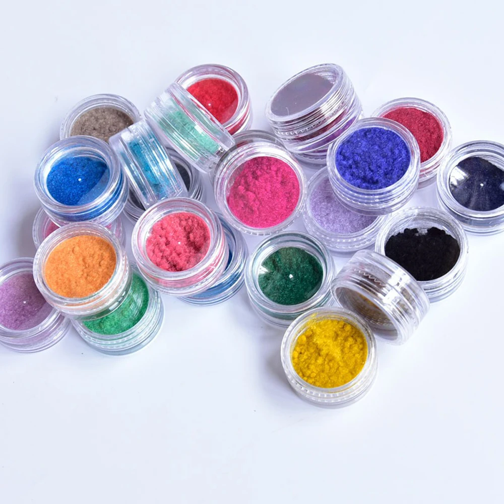 24 jars Flocking Nails Multi Colors Velvet Powder Dust Cashmere Nail Art Pigment Fuzzy 3D Chrome Soft Powders dhd5w