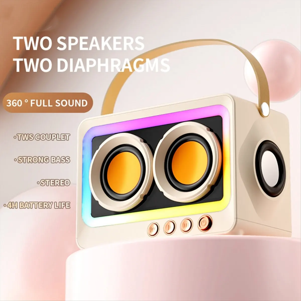 【ABUP】휴대용 블루투스 서브우퍼 스피커 무선 HIFI 사운드 오디오 박스 미니 블루투스 무선 Mp3 스피커 그린