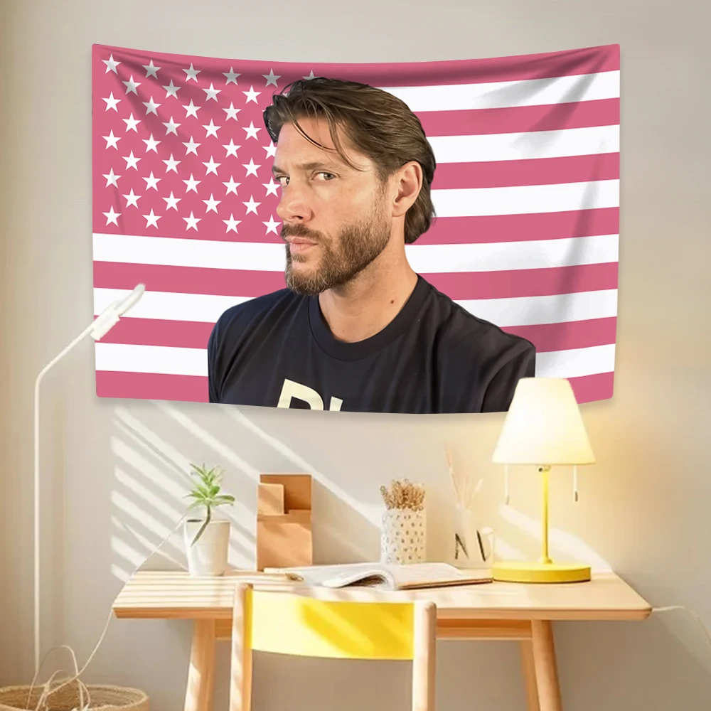 Jensen Tapestry Ackles American Flag Famous Actor Home Decor Wall Hanging Covering Bedroom Dorm Backdrop Outdoor Decor Fans Gift tapestry decorations