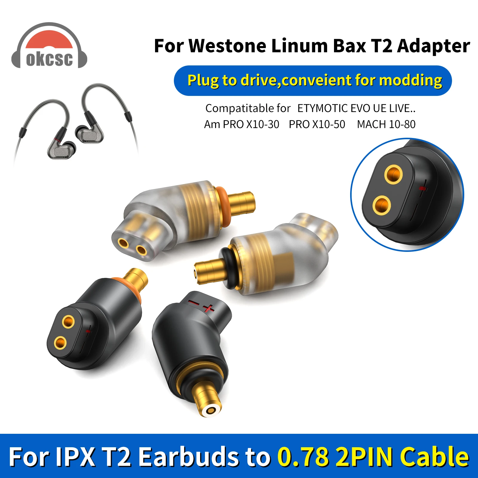 OKCSC0782PinFemaleIPXT2MaleEarphoneAdaptertoEarphonesEarsetsforWestone.jpg
