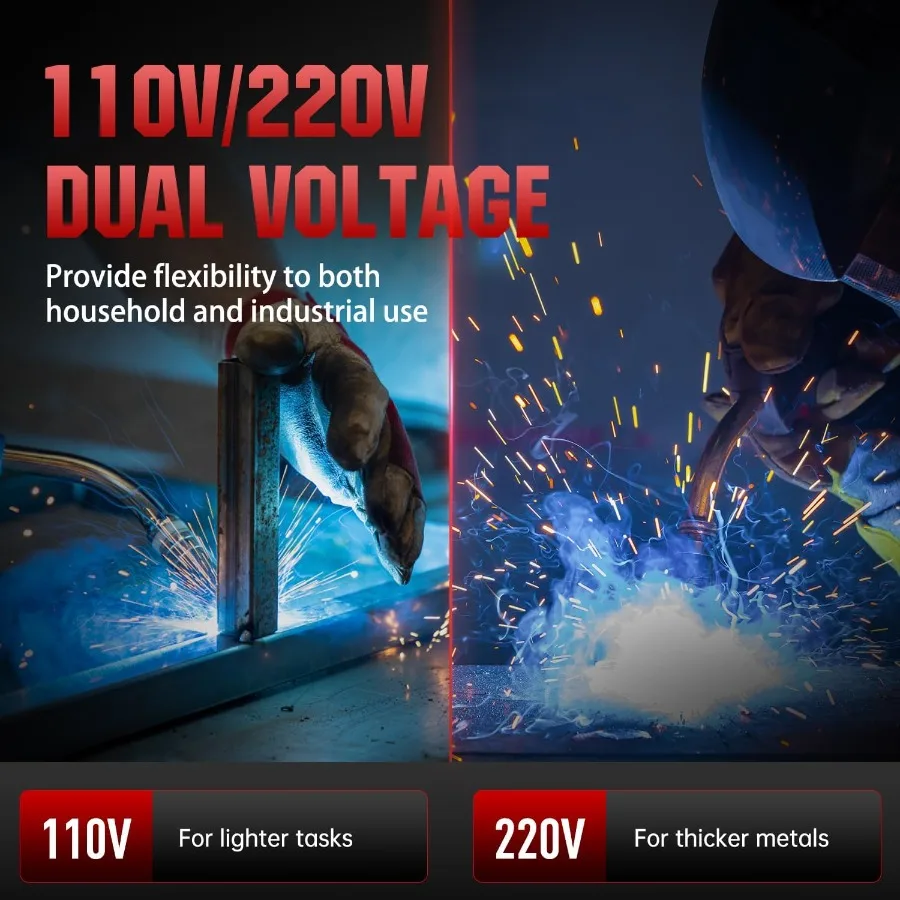 135A MIG Welder 110V/220V with Large LED Display for Industrial and DIY Applications 3-in-1 Multiprocess Welding Machine