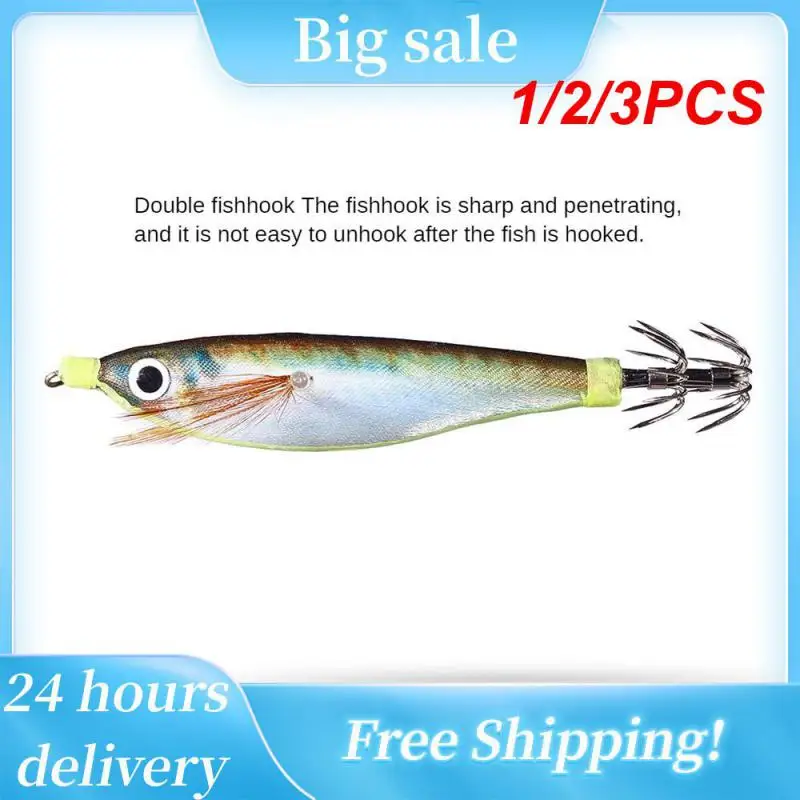 

1/2/3PCS Newup Pesca SQUID jig Lure 10cm-9.6g Squid Jigging Artificial Wood Shrimps Lures Squid Hook Cuttlefish Bait Sea Fishing