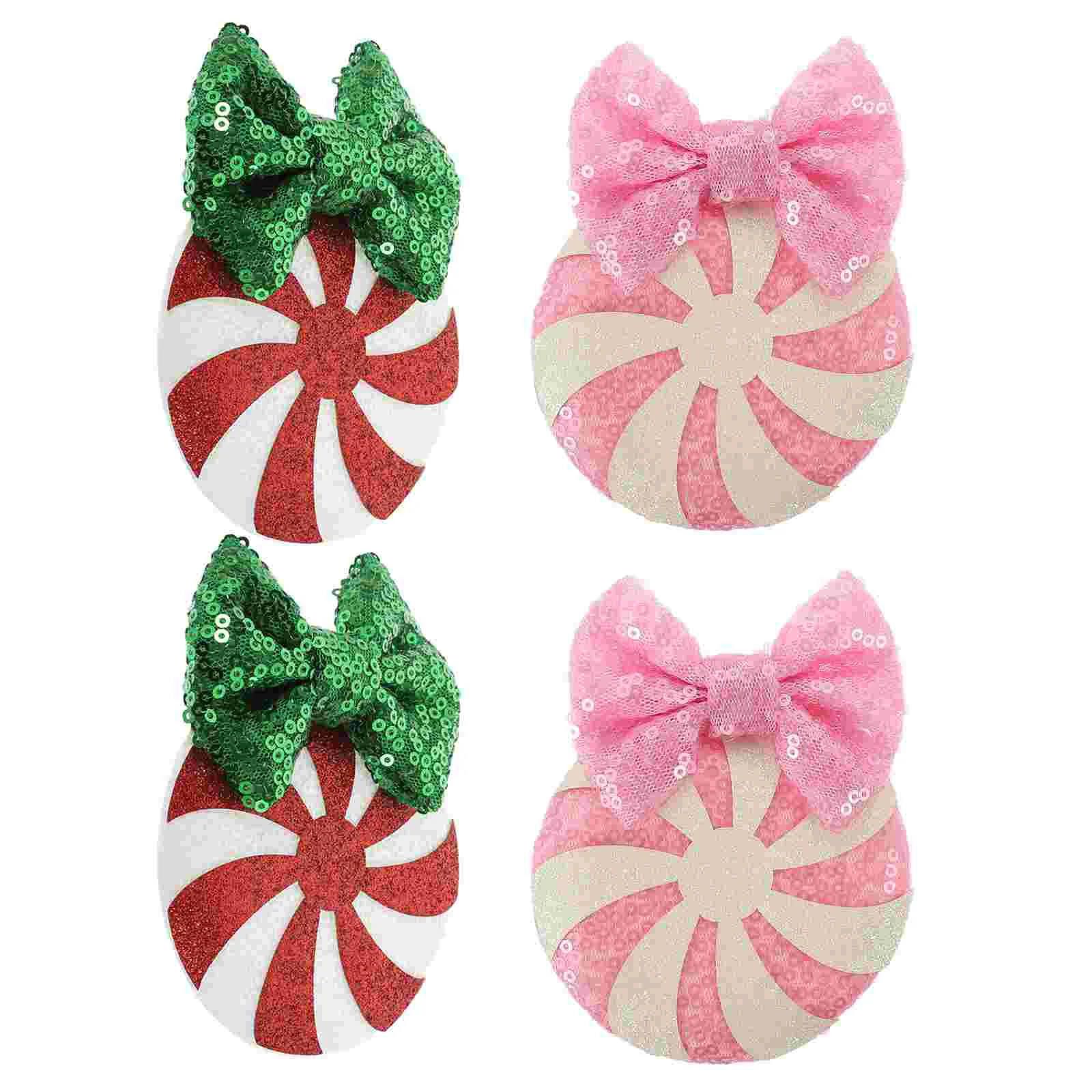 

2 Pairs Christmas Sequin Bow Hairpin Girls Barrettes for Chrismas Gifts Plushies Decor Accessories Wedding Candy Clips