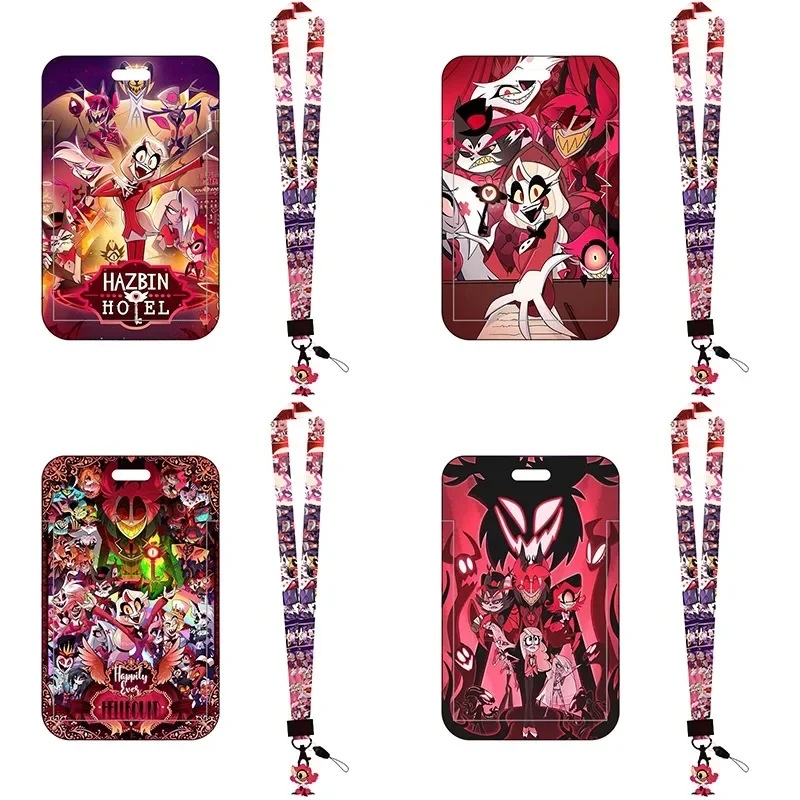 Hazbin Hotel Cartoon Card Holder Lanyard Anime Portable