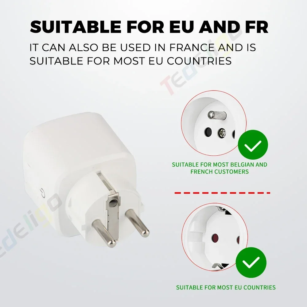 Tuya WiFi Smart Plug EU Standard 16A 110V 220V Smart Socket Power Monitor Support work with Smart Life,Alexa,google Assistant