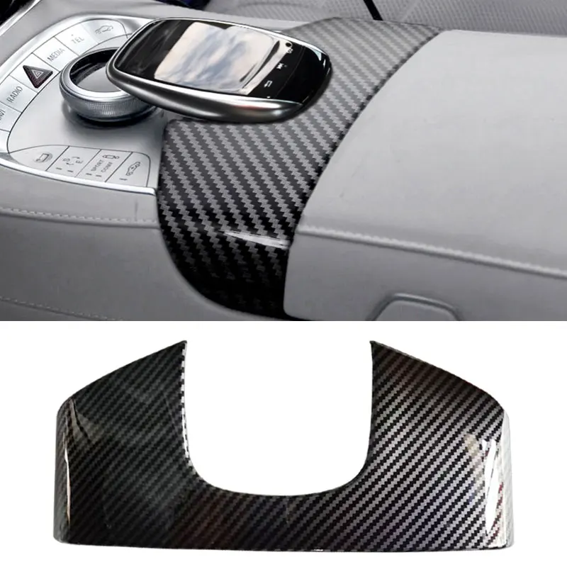 Caja de reposabrazos para consola central, cubierta de teléfono con textura de fibra de carbono ABS para Mercedes Benz Clase S W221 08-12 W222 14-19