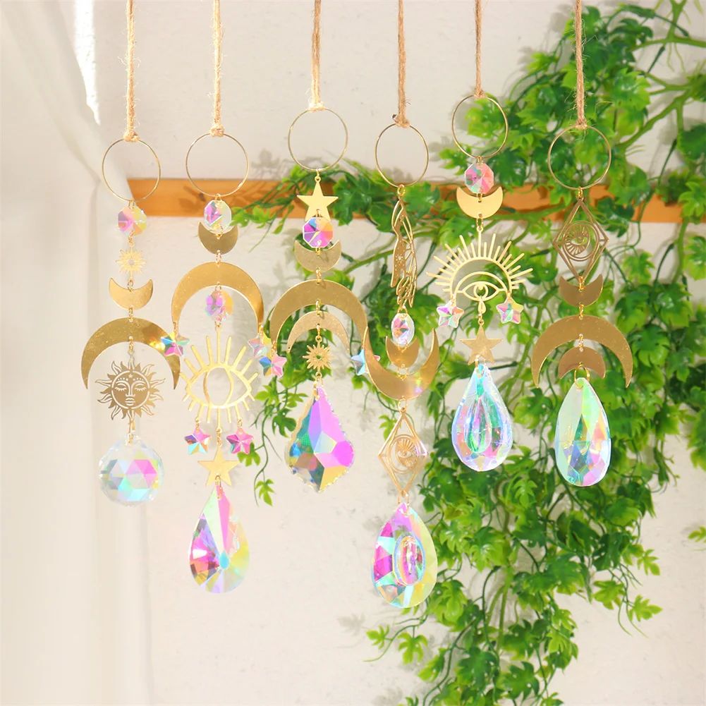 Crystal Wind Chimes Dream Catcher Prisms Pendant Sun Catcher Rainbow Maker Window Garden Decoration Outdoor Christmas Gift