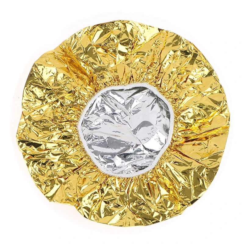 Description Picture 2 of itemProfessional Ladies Shower Cap Thermal Insulation Aluminum Foil Hat Stretch Shower Cap Hair Salon Dyeing Cap Hair Dyeing Tools