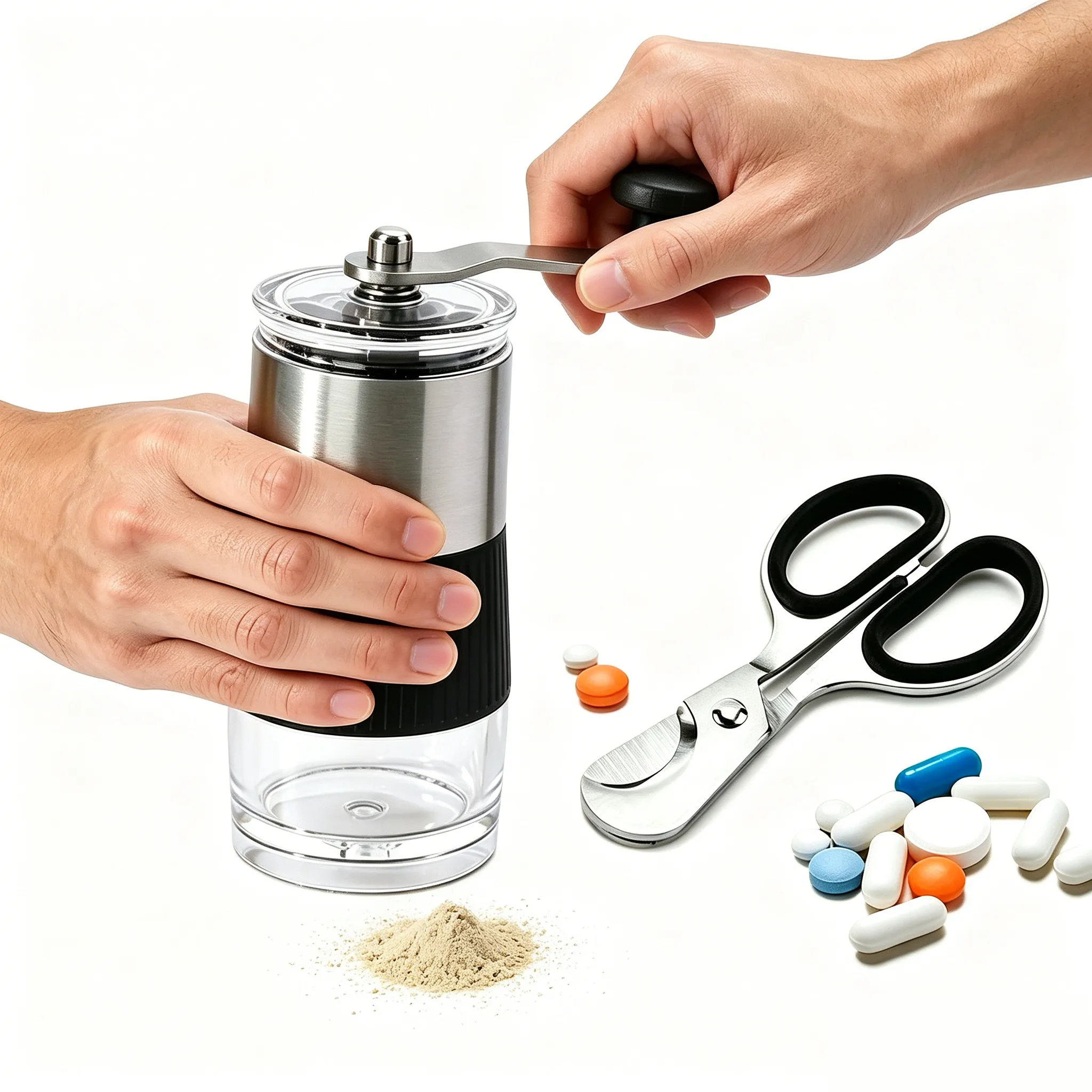 Pill Crusher with Pill Cutter Baby Tablet Crusher Grinder Pill Splitter Grind Pills into Fine Powder Mills for Feeding Pets Kids