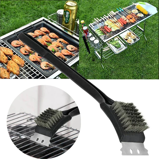 BBQ Cleaning Tools For Barbecue Grill Brush Steel Wire Bristles BBQ Stainless Steel Cleaning Brushes Durable Cooking Tool Outdoor Home BBQ Gas Kit