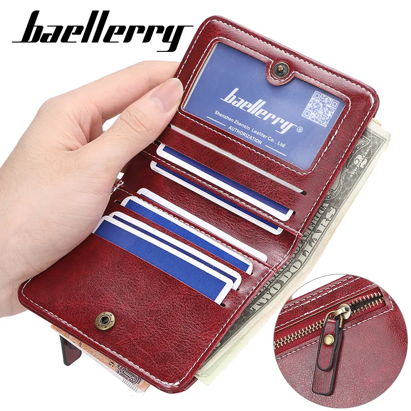 Baellerry Fashion Ultra-Thin Mini Women's Wallet Short PU Leather Credit Card Holder High-End Zero Wallets for Ladies 3
