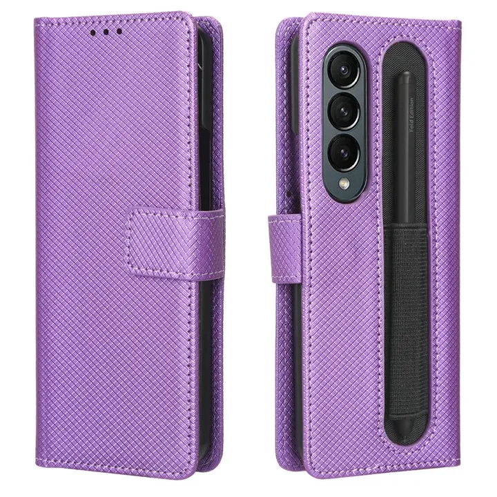 Leather Wallet Case with Pen and Card Slots