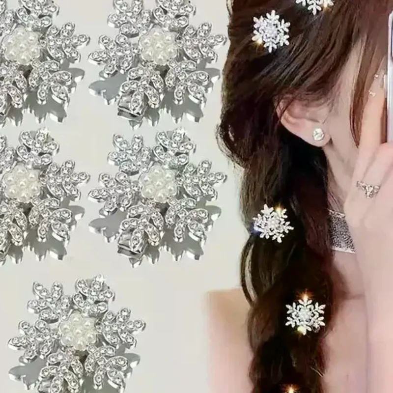 2/4/6pcs Christmas Rhinestone Snowflake Hair Clips Shiny Exquisite Hair Pins For Women Girls 2026 Fashion Jewelry New Year Gifts