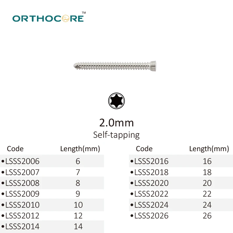 2.0mm Stainless steel Locking Screws for Veterinaria Pets Orthopedic Surgery