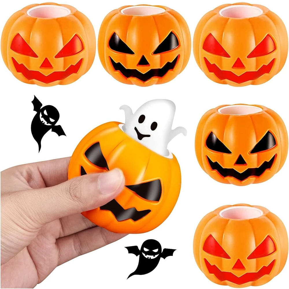 

6PCS Pumpkin Head Stress Ball Decompression Ghost Relieve Stress Fidget Toys Squeeze Sensory Toys for Halloween Party Favors