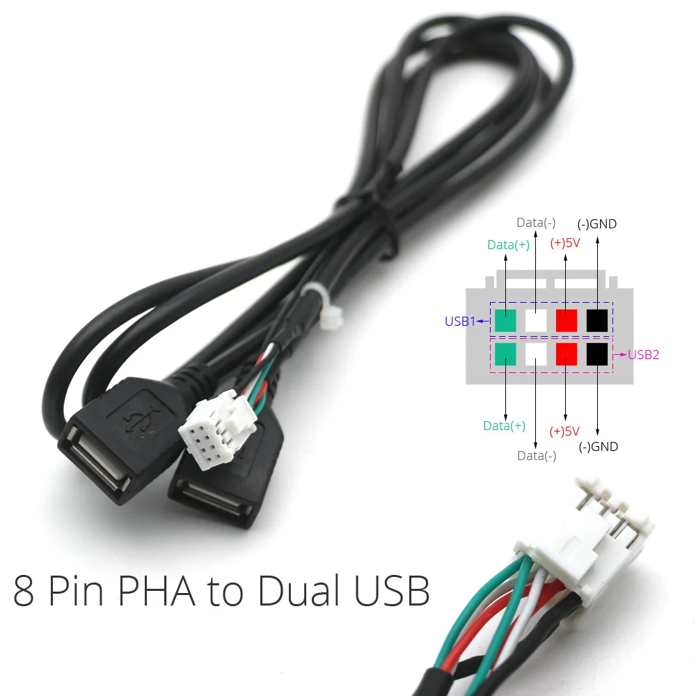 6 8 10 Pin Car Android Radio USB Connector Dual USB Cable Adapter for  D-NOBLE Android Head Unit Radio Navigation Multimedia