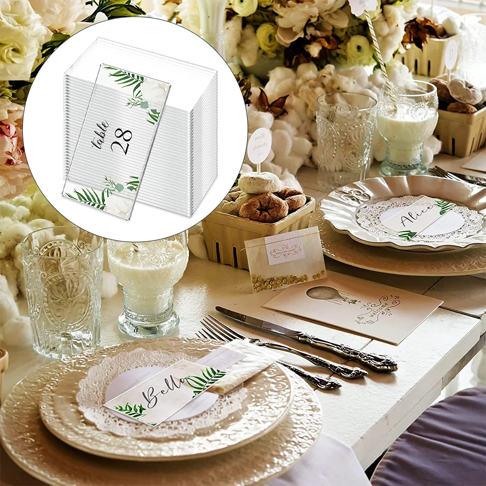 10pcs Place Cards Clear Acrylic Wedding Guest Names Table Seating Cards Rectangle Simple