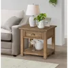 Monterey End Table - Reclaimed Natural Wood Finish- Coastal Style - with Shelf and Cabinet for Storage 2