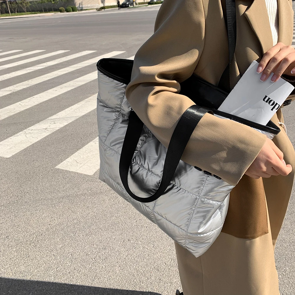 S743495511a554ad58cb589f231c1504cj 2022 New Arrive Winter Shoulder Bag Handbag Space Pad Nylon Feather Down Bags For Women Fashion Female Large Capacity Luxury Bag