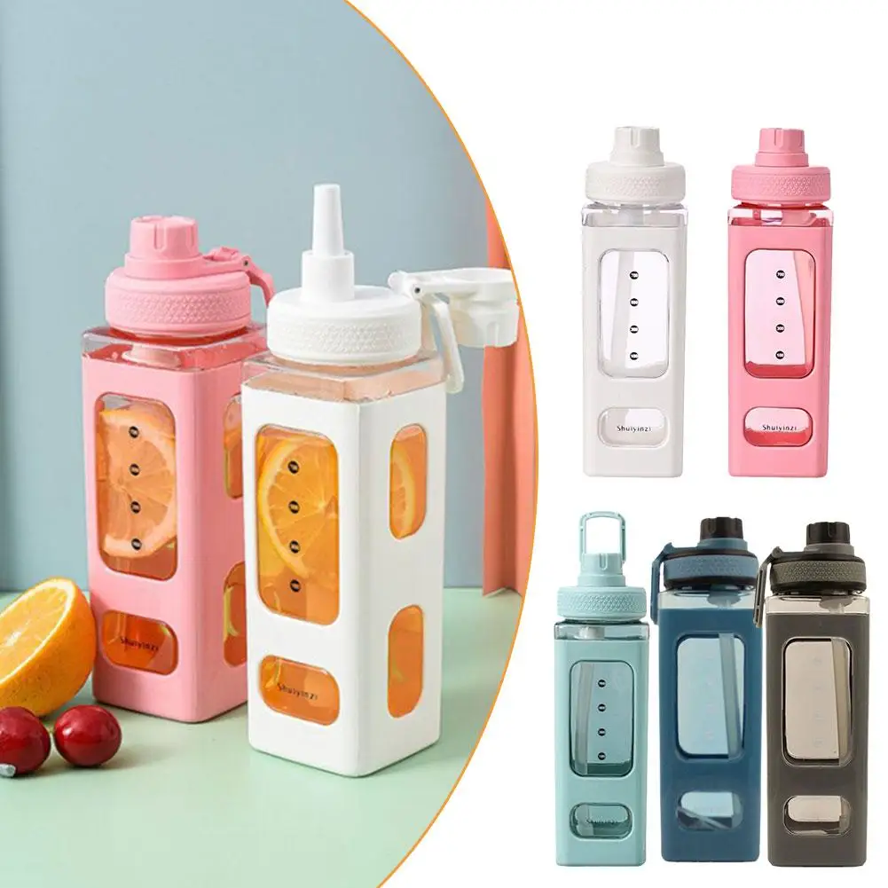 

900ML Portable Water Bottle Kawaii Straw Cup Fitness Drinking Mug Plastic Juice Milk Carton Shaker Bottle for Child Aldult Z6N1