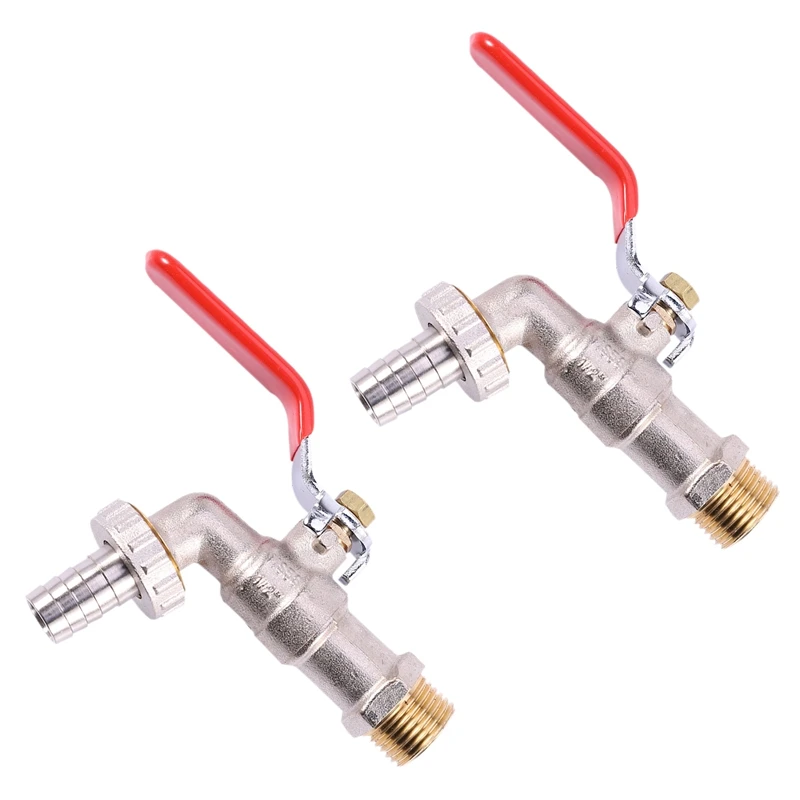 

2X Garden Tap Faucet Easy Quarter Turn Off/ On 1/2 Inch Lever Home Garden Water Supply Manual Long Handle Faucet Durable