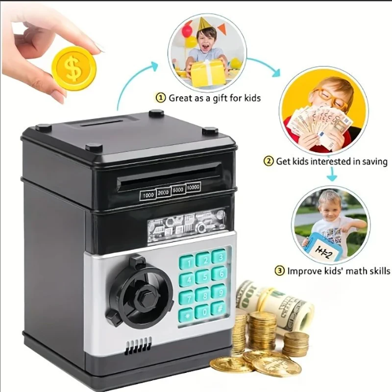 Electroic Piggy Bank Mini Password Safe Box Coins Cash Saving Children Money Boxes ATM Machine Boy Girl Birthday Christmas Gift 2
