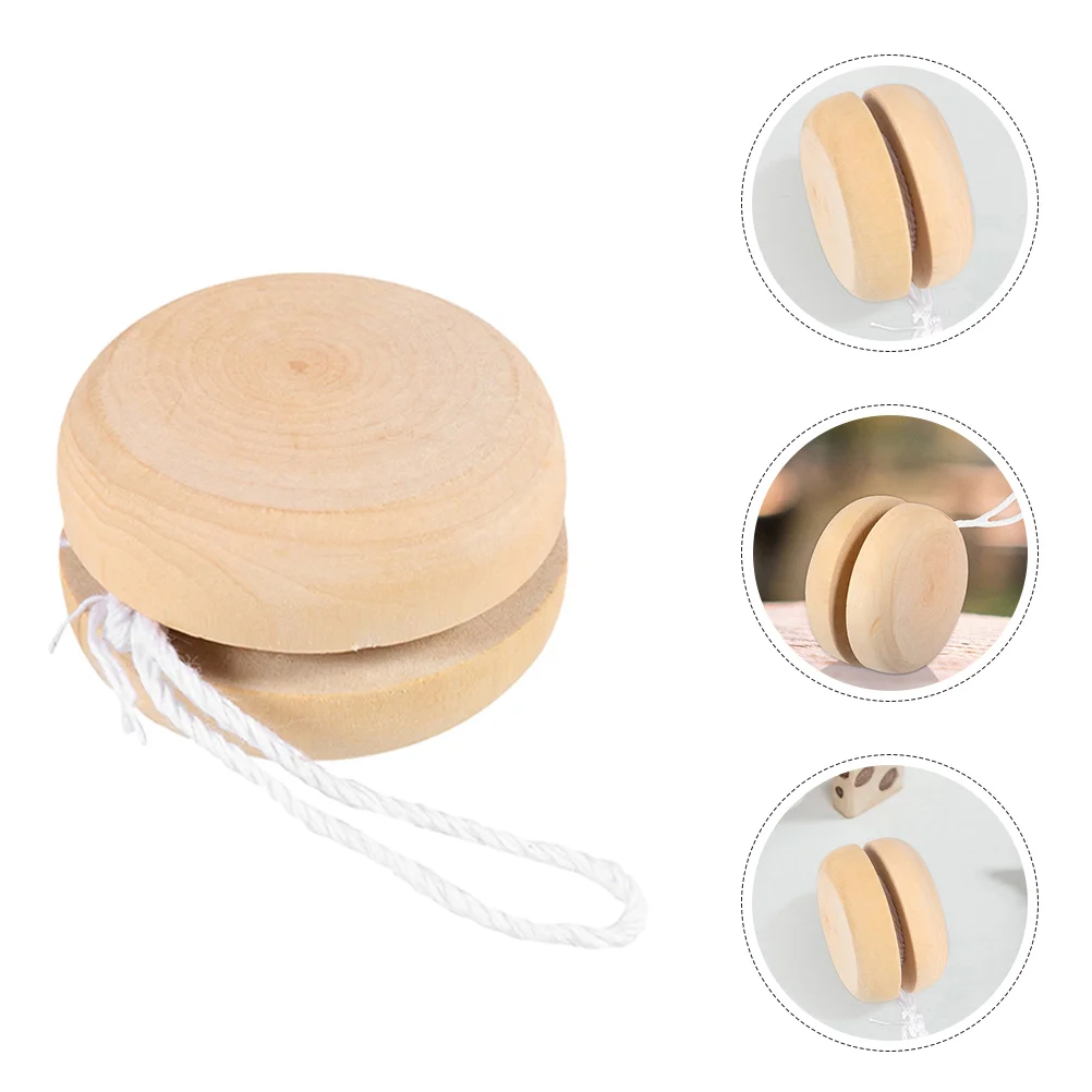 

4 Pcs Yo-Yo Hand Painting Balls Drawing Small Yoyo Toddlers Toys Wooden Unpainted Plaything Blank