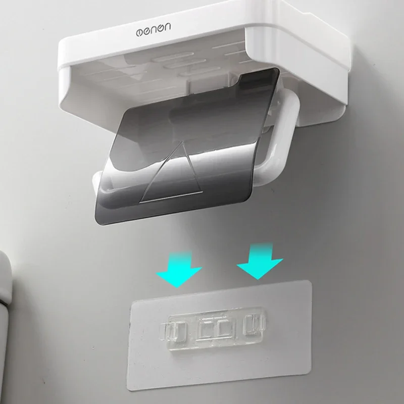 Tissue Holder Tissue Organizer Wall-mounted Waterproof Multifunction Without Drill Top Sundries Storage Bathroom Accessories Toilet Shelf