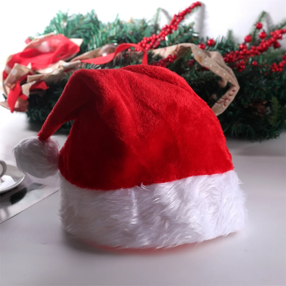 Description Picture 5 of itemFunny LED Light Up Christmas Hat Plush Santa Hats with Bright Lights New Year Festive Holiday Party Supplies for Adults Kids