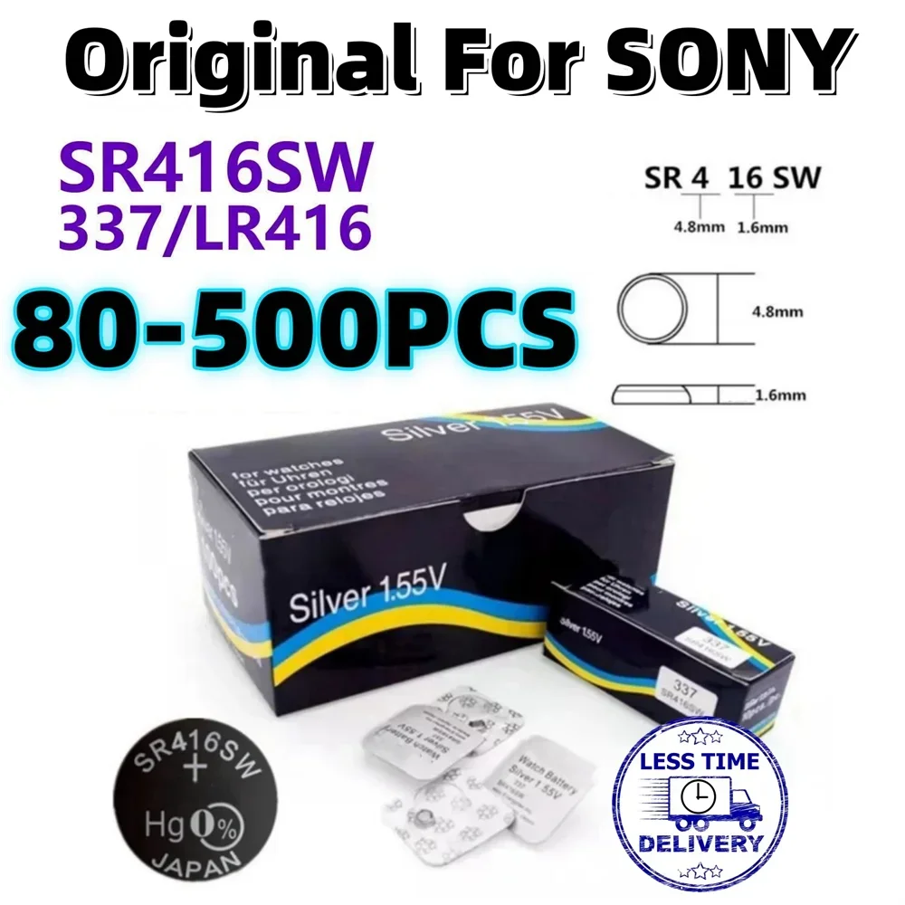 Фото 80-500 шт. оригинальный кнопочный Аккумулятор SONY SR416SW, батарейка для часов, батарейка для монет, батарейка 623 D337 337 SP337 1,5 в, индивидуальная упаковка №1