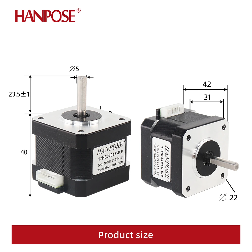 Nema17 스텝퍼 모터, 0.9 도, 42BYGH34, H34mm, 1.3A, 28N.CM, 3D 프린터 모니터 장비용, 42 스텝퍼 모터, 17HS3401S