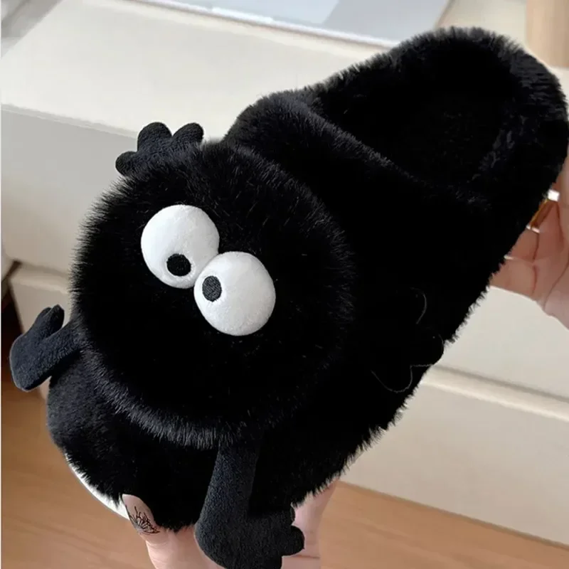 Black Fuzzy Slipper Shoes For 18 Inch American Girl Dolls - Sleepwear & Bitty Baby Compatible