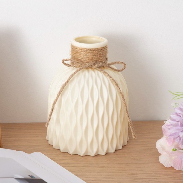 Flower Vase Imitation Ceramic Flower Pot Decoration Desktop Plastic Vase Flower Arrangement Nordic Style Home Decoration