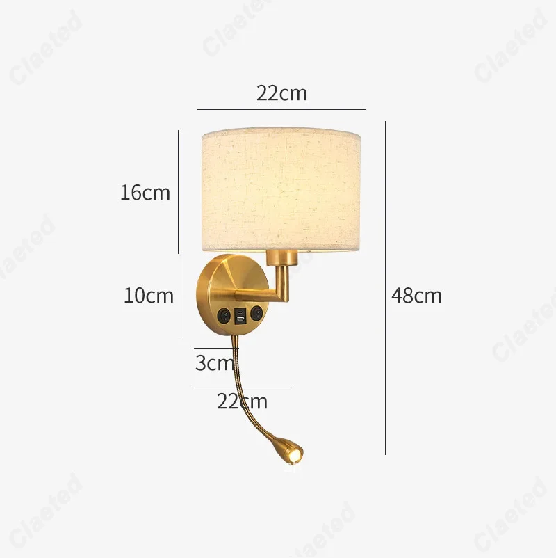 E27 LED Fabric Lampshade Adjustable Angle Wall Light USB Charging Port Bedroom Bedside Reading Light Home Decoration Wall Lamp led wall lamp wall light led reading light