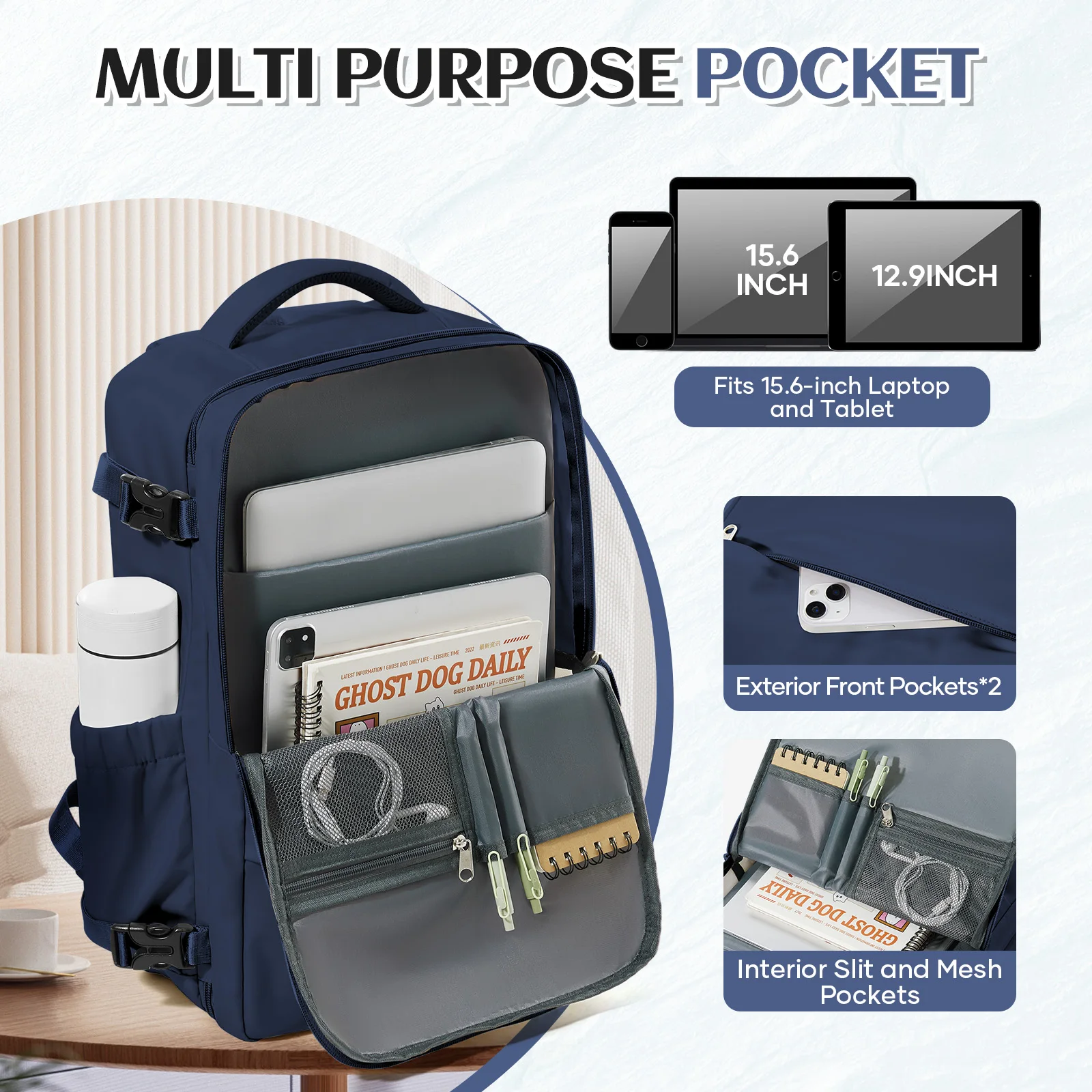 Airplane Cabin Travel Backpack For Women Men, Laptop Backpack Hand Luggage 40x30x20 ,Backpack Under Aircraft Seat, Cosmetic Bag