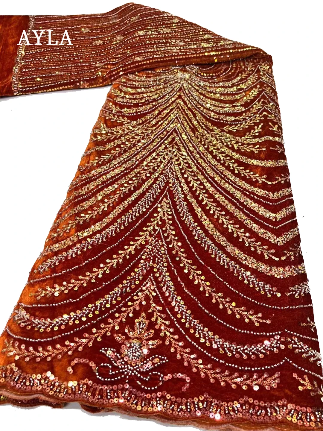 

High Quality Velvet Lace Fabric 2023 Lace with Beaded Embroidery for Dress Sewing, Royal Blue Nigerian Sequin Fabrics on Sale