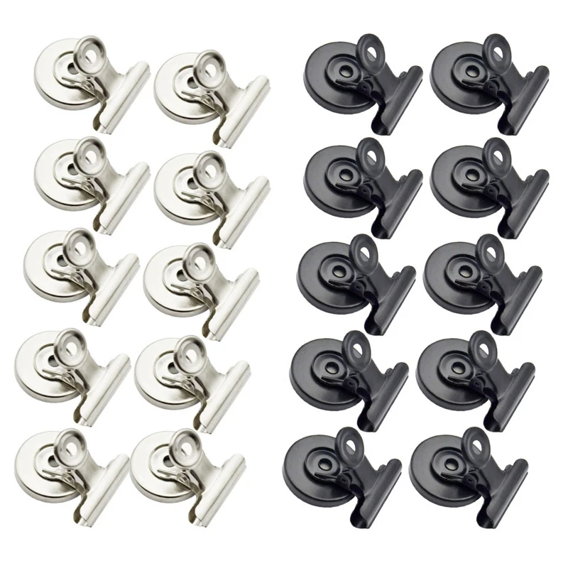 

448F 10Pieces Strong Magnetic Clips Heavy Duty Refrigerator Magnets 31mm Wide for Photo Display Home Office School Whiteboard