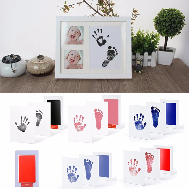 Baby Care Non-Toxic Baby Photo frame DIY Handprint Footprint Imprint Kit Baby Souvenirs Casting Clay Print Newborn Ink Pad baby handprint footprints ink pads baby care environmental friendly non toxic imprint kit pet paw prints inkpad infant souvenirs