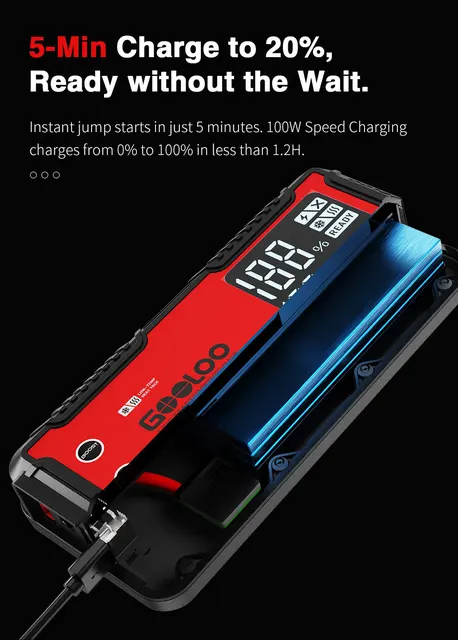 Booster Batterie Voiture GOOLOO 3000A GP3000 12V (9,0L Essences/7
