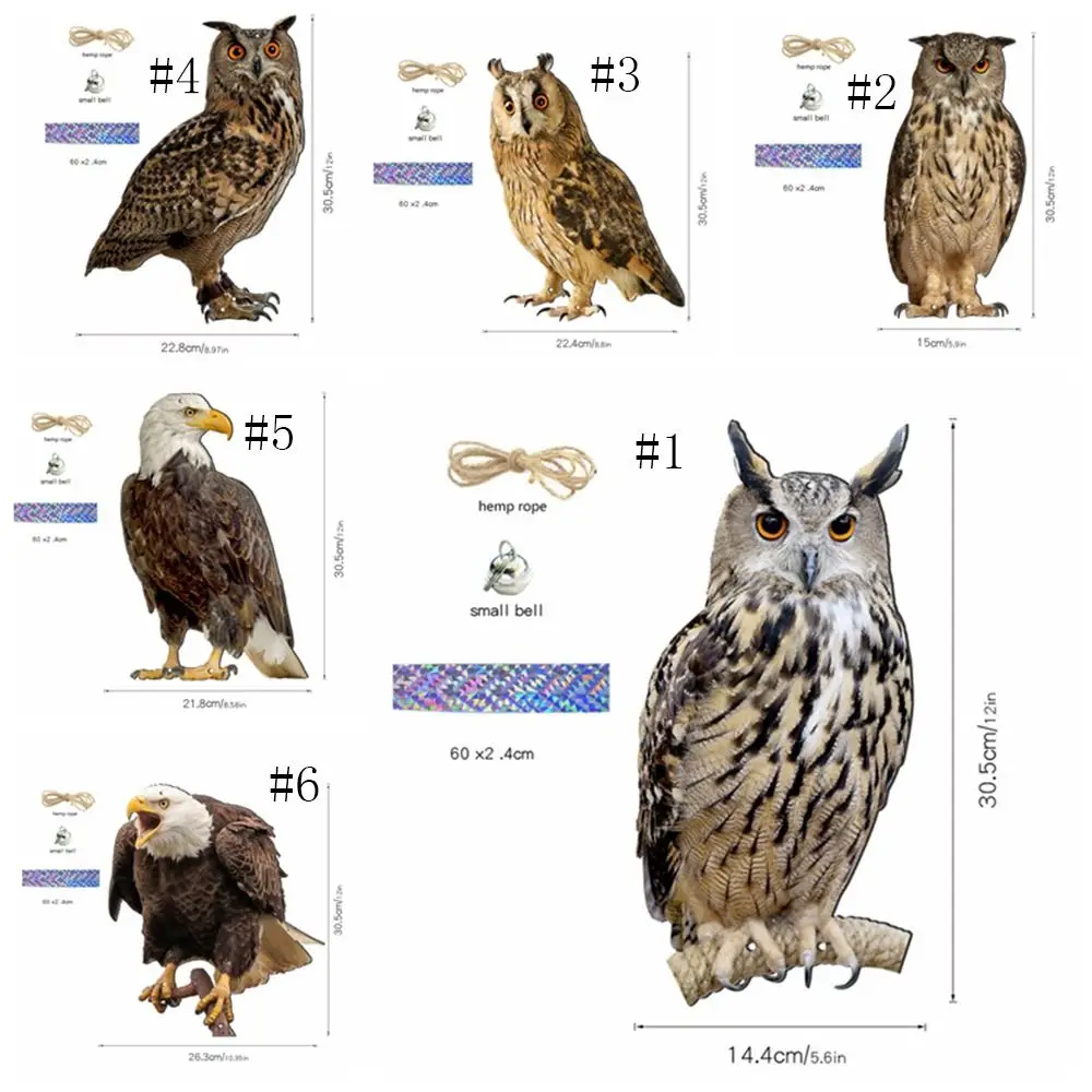 Bird Repellent Tool Owl Scarecrow Waterproof Hanging Fake Scare Device Rectangle Repeller Patio bird repellent device